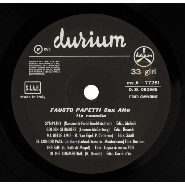 Fausto Papetti - 11a Raccolta | Durium (ms AI 77261) - 4