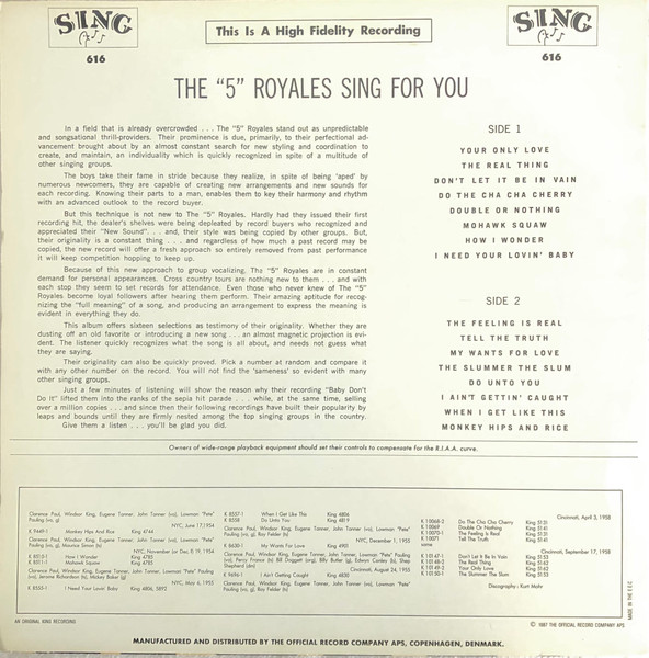 The 5 Royales - Sing For You | Sing (616) - 2 The 5 Royales - Sing For You | Sing (616) - 2