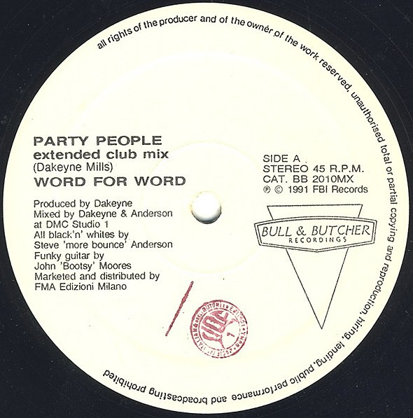 Word For Word - Party People / Party Time | Bull & Butcher Recordings (BB 2010 MX) - 2