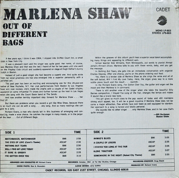 Marlena Shaw - Out Of Different Bags | Cadet (LPS 803) - 2 Marlena Shaw - Out Of Different Bags | Cadet (LPS 803) - 2