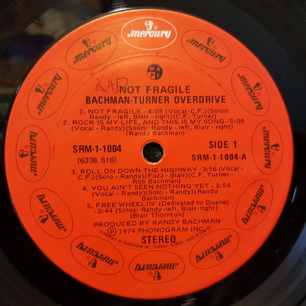 Bachman-Turner Overdrive - Not Fragile [Vinyl] | Mercury (SRM-1-1004) - 3
