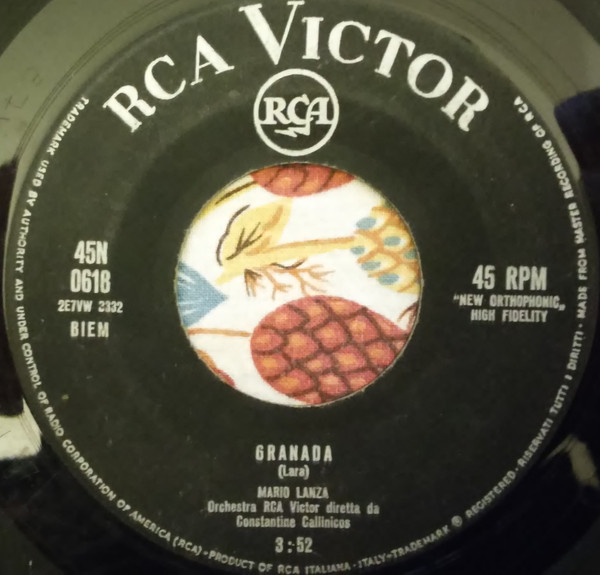 Mario Lanza - Granada / Mamma Mia Che Vo' Sape' | RCA Victor (45N 0618) - 2