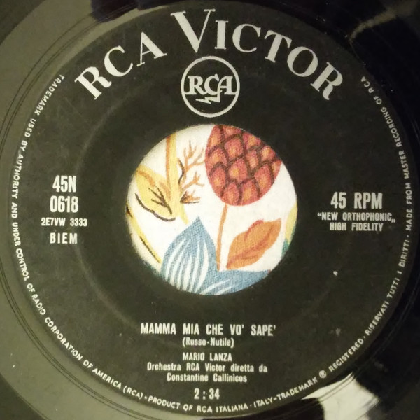 Mario Lanza - Granada / Mamma Mia Che Vo' Sape' | RCA Victor (45N 0618) - 3