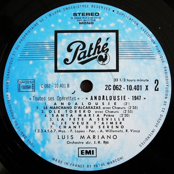 Luis Mariano - Toutes Ses Operettes N°1 | Pathé (2C 062 10401) - 4 Luis Mariano - Toutes Ses Operettes N°1 | Pathé (2C 062 10401) - 4