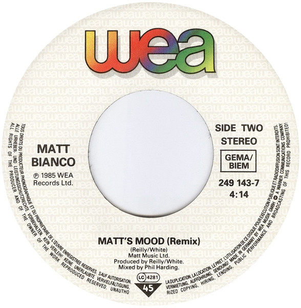 Matt Bianco - More Than I Can Bear (Remix) | WEA (249 143-7) - 4 Matt Bianco - More Than I Can Bear (Remix) | WEA (249 143-7) - 4