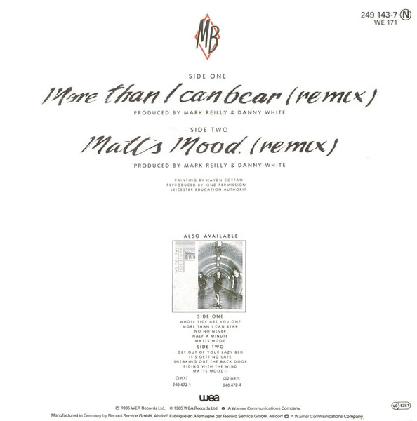 Matt Bianco - More Than I Can Bear (Remix) | WEA (249 143-7) - 2 Matt Bianco - More Than I Can Bear (Remix) | WEA (249 143-7) - 2