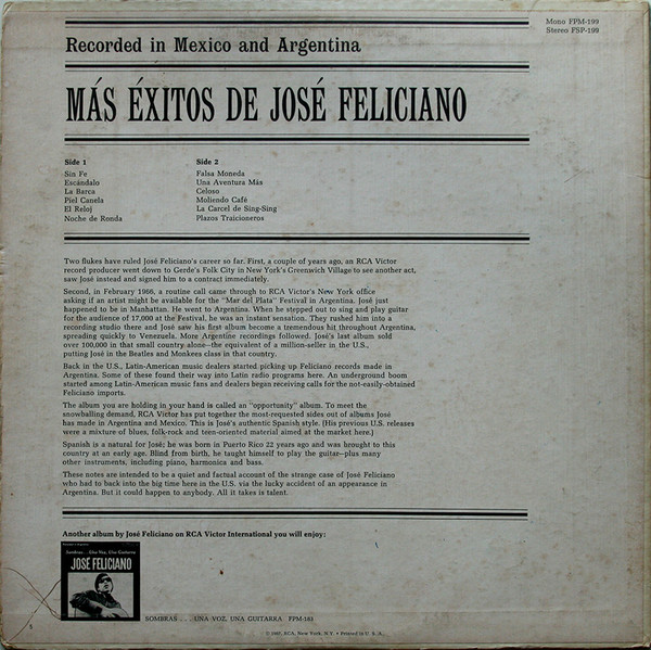 José Feliciano - Más Éxitos De José Feliciano | RCA Victor International (FSP-199) - 2