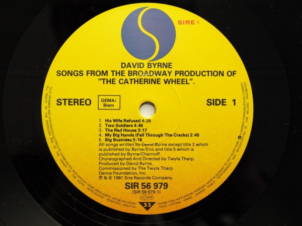 David Byrne - Songs From "The Catherine Wheel" | Sire (SIR 56 979) - 3