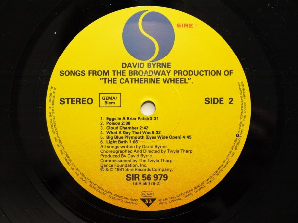 David Byrne - Songs From "The Catherine Wheel" | Sire (SIR 56 979) - 4