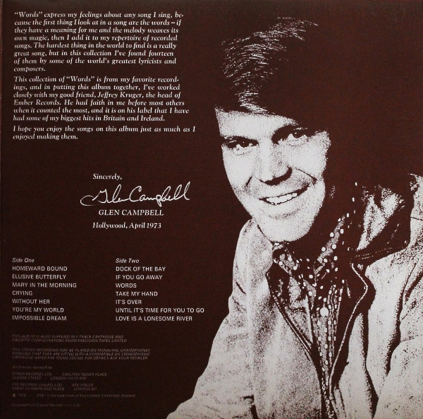 Glen Campbell - Words | Ember Records (NR 5066) - 3 Glen Campbell - Words | Ember Records (NR 5066) - 3