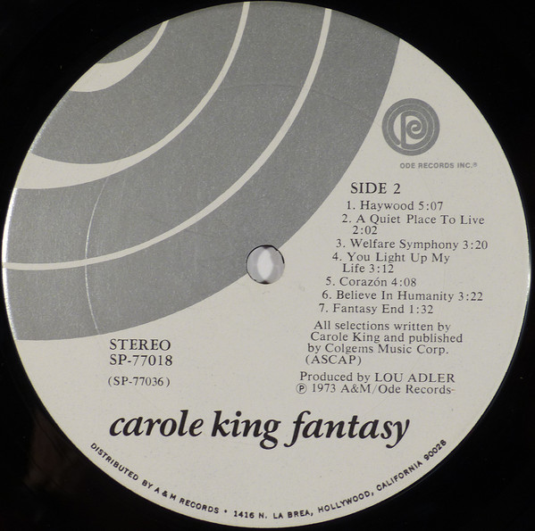 Carole King - Fantasy | A&M Records (SP-77018) - 4