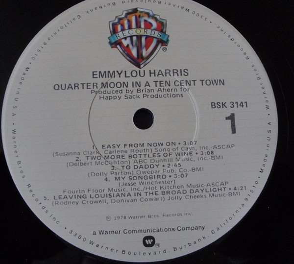 Emmylou Harris - Quarter Moon In A Ten Cent Town | Warner Bros. Records (BSK 3141) - 3 Emmylou Harris - Quarter Moon In A Ten Cent Town | Warner Bros. Records (BSK 3141) - 3