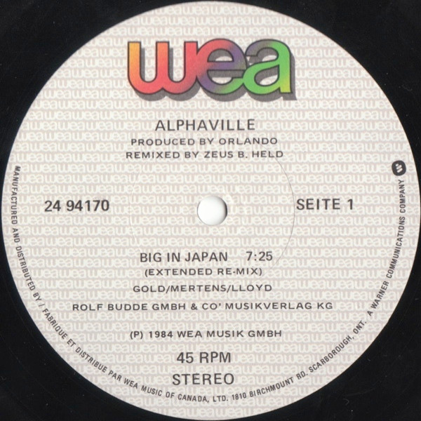 Alphaville - Big In Japan | WEA (24 94170) - 3