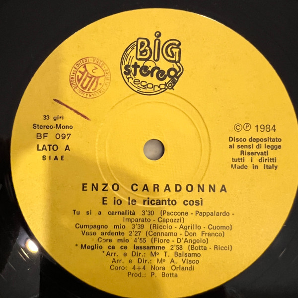 Enzo Caradonna - E Io... Le Ricanto Cosi' | Big Stereo Record (BF 097) - 4 Enzo Caradonna - E Io... Le Ricanto Cosi' | Big Stereo Record (BF 097) - 4