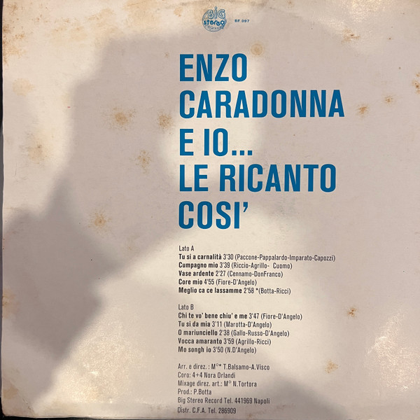 Enzo Caradonna - E Io... Le Ricanto Cosi' | Big Stereo Record (BF 097) - 2 Enzo Caradonna - E Io... Le Ricanto Cosi' | Big Stereo Record (BF 097) - 2