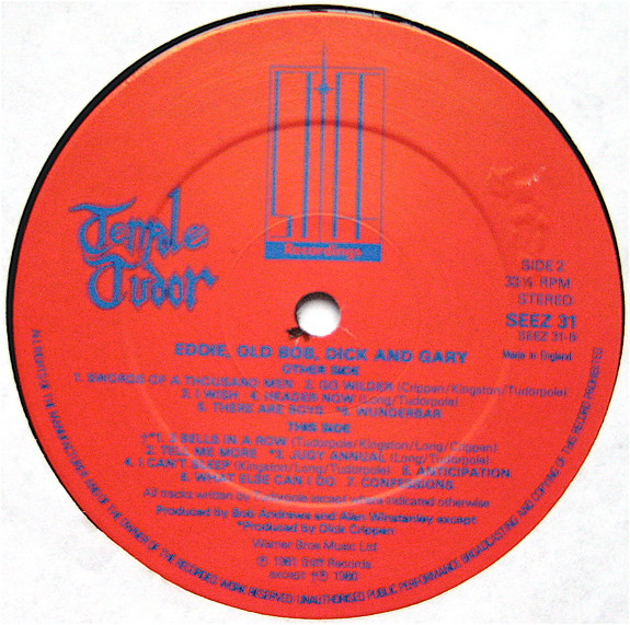 Tenpole Tudor - Eddie, Old Bob, Dick And Gary | Stiff Records (SEEZ 31) - 4 Tenpole Tudor - Eddie, Old Bob, Dick And Gary | Stiff Records (SEEZ 31) - 4