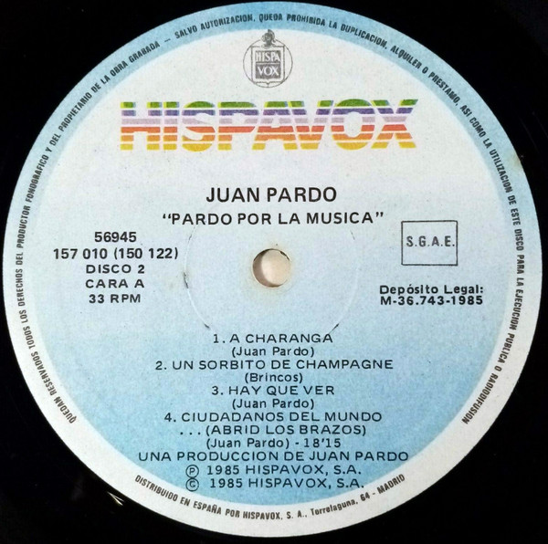 Juan Pardo - Pardo Por La Música | Hispavox (157 010) - 3