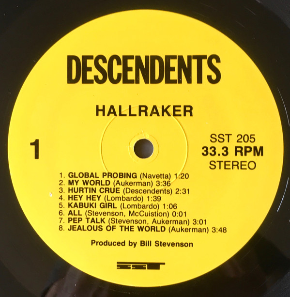 Descendents - Hallraker [Vinyl] | SST Records (SST 205) - 2