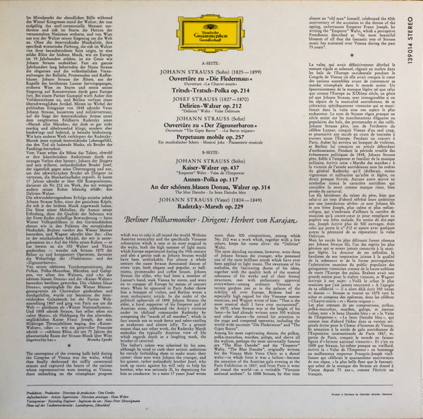 Johann Strauss Jr. , Johann Strauss Sr. Und Josef Strauß , Berliner Philharmoniker · Herbert von Karajan - An Der Schönen Blauen Donau - Melodien Von Johann Und Josef Strauss | Deutsche Grammophon (139 014 SLPM) - 2 Johann Strauss Jr. , Johann Strauss Sr. Und Josef Strauß , Berliner Philharmoniker · Herbert von Karajan - An Der Schönen Blauen Donau - Melodien Von Johann Und Josef Strauss | Deutsche Grammophon (139 014 SLPM) - 2