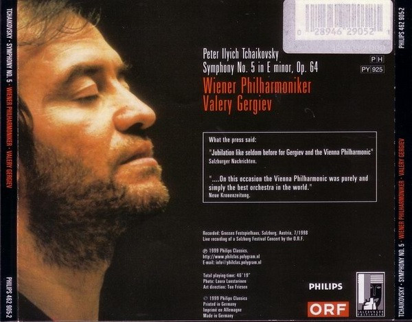 Pyotr Ilyich Tchaikovsky - Wiener Philharmoniker , Valery Gergiev - Symphony No. 5 | Philips (462 905-2) - 2