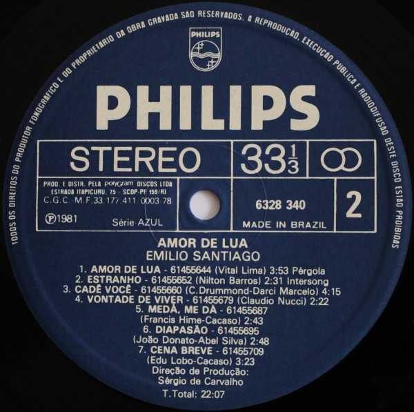 Emilio Santiago - Amor De Lua | Philips (6328 340) - 4