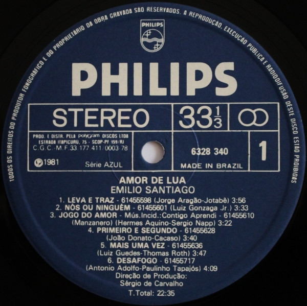 Emilio Santiago - Amor De Lua | Philips (6328 340) - 3