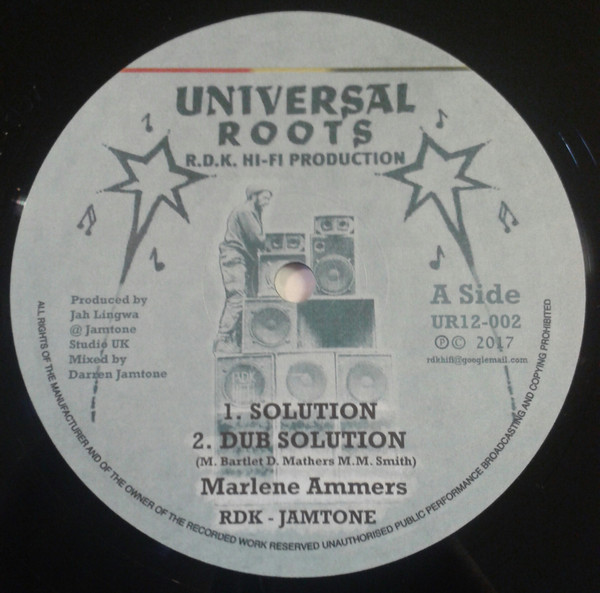 Marlene Ammers , RDK Hi-Fi , Darren Jamtone - Soloution / Lions of Wandsworth | Universal Roots (UR12 - 002)