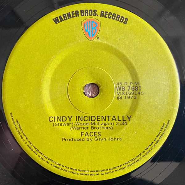 Faces - Cindy Incidentally | Warner Bros. Records (WB 7681) - main Faces - Cindy Incidentally | Warner Bros. Records (WB 7681) - main