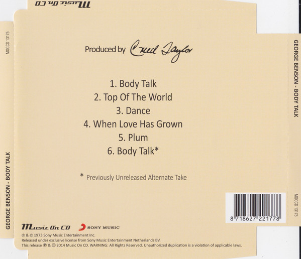 George Benson - Body Talk | Music On CD (MOCCD 13175) - 2
