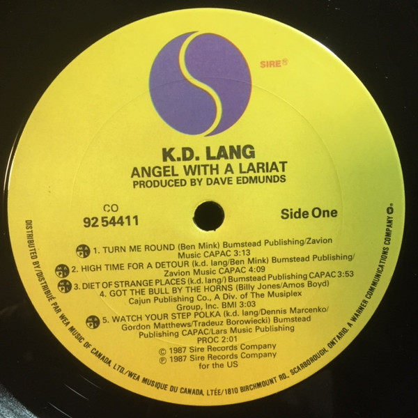 K.D. Lang And The Reclines - Angel With A Lariat | Sire (92 54411) - 3
