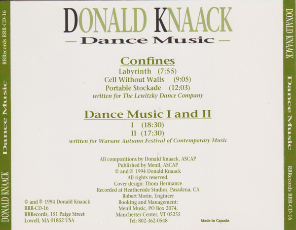 Donald Knaack - Dance Music | RRRecords (RRR-CD-16) - 2