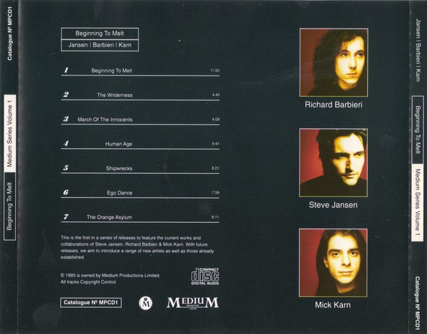 Jansen/Barbieri/Karn - Beginning To Melt: Medium Series Volume 1 | Medium Productions Limited (MPCD1) - 2