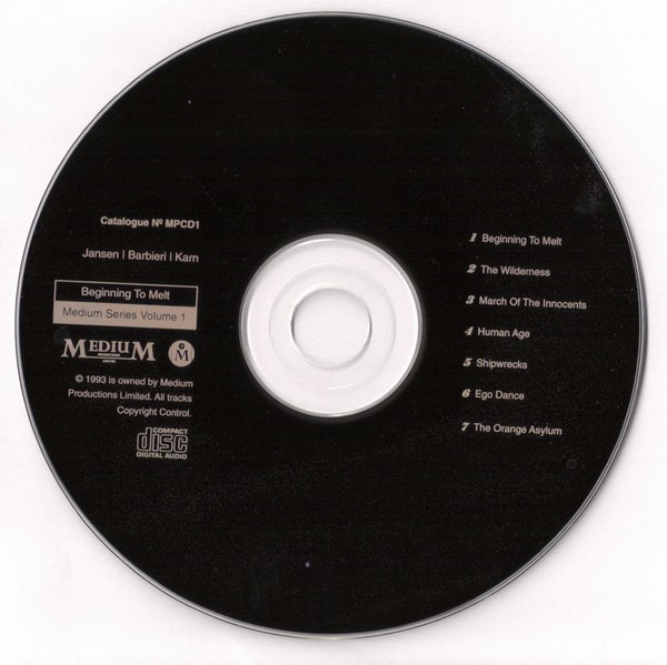Jansen/Barbieri/Karn - Beginning To Melt: Medium Series Volume 1 | Medium Productions Limited (MPCD1) - 3