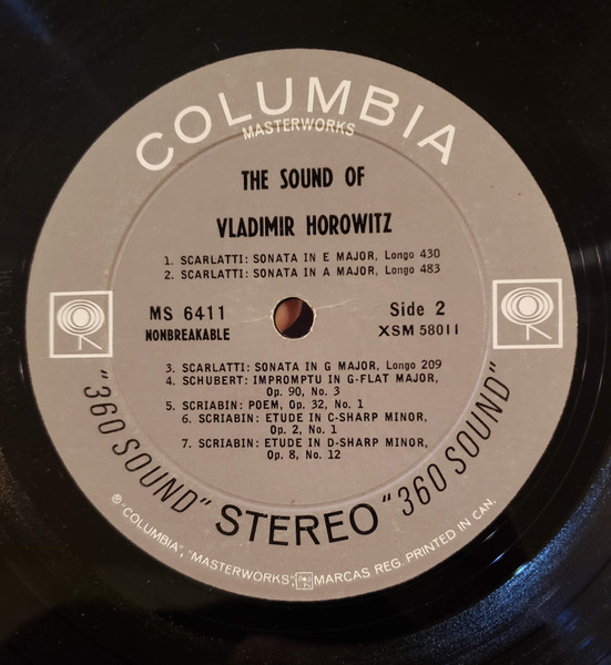 Vladimir Horowitz , Domenico Scarlatti , Franz Schubert , Robert Schumann , Alexander Scriabine - The Sound Of Horowitz | Columbia Masterworks (MS 6411) - 4 Vladimir Horowitz , Domenico Scarlatti , Franz Schubert , Robert Schumann , Alexander Scriabine - The Sound Of Horowitz | Columbia Masterworks (MS 6411) - 4
