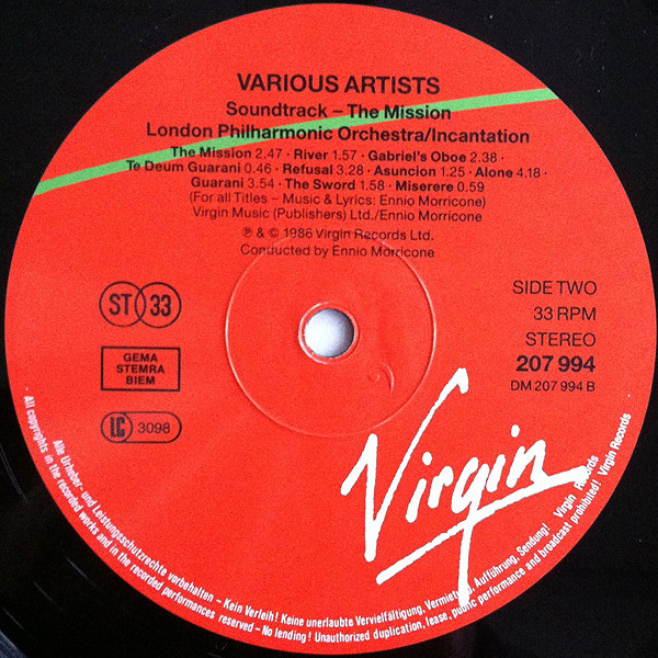 Ennio Morricone - The Mission | Virgin (207 994) - 4 Ennio Morricone - The Mission | Virgin (207 994) - 4