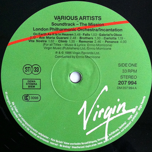 Ennio Morricone - The Mission | Virgin (207 994) - 3 Ennio Morricone - The Mission | Virgin (207 994) - 3