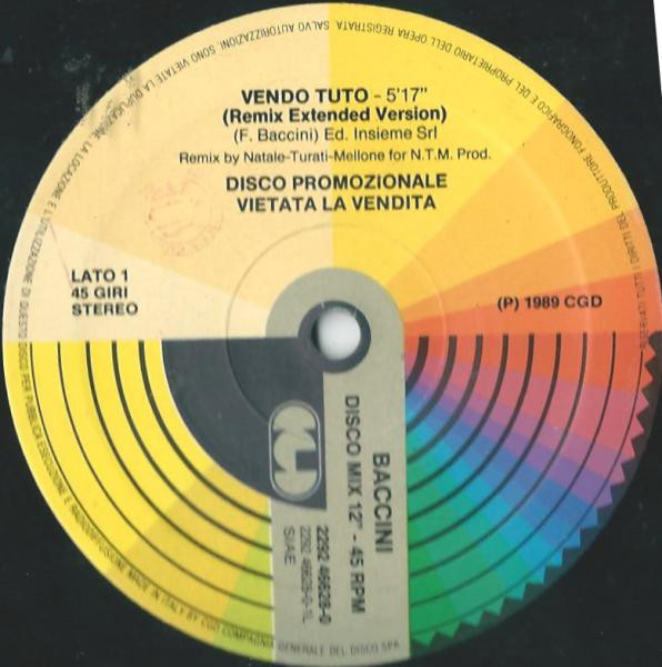 Francesco Baccini - Vendo Tuto | CGD (2292 46628-0) - main
