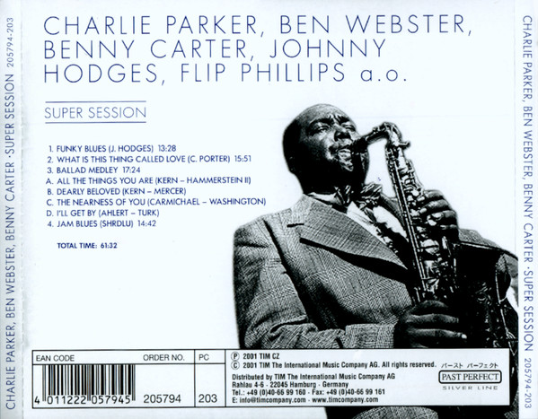 Charlie Parker , Ben Webster , Benny Carter , Flip Phillips - Super Session | TIM The International Music Company AG (205794-203) - 3