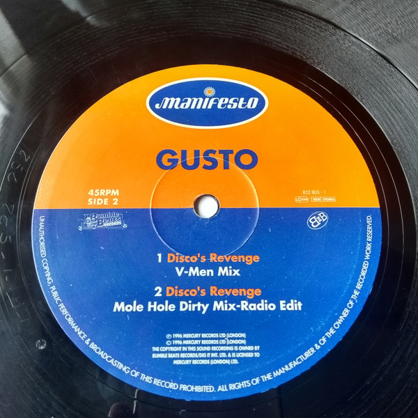 Gusto - Disco's Revenge | Manifesto (852 805-1) - 4