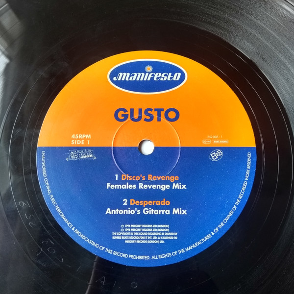 Gusto - Disco's Revenge | Manifesto (852 805-1) - 3