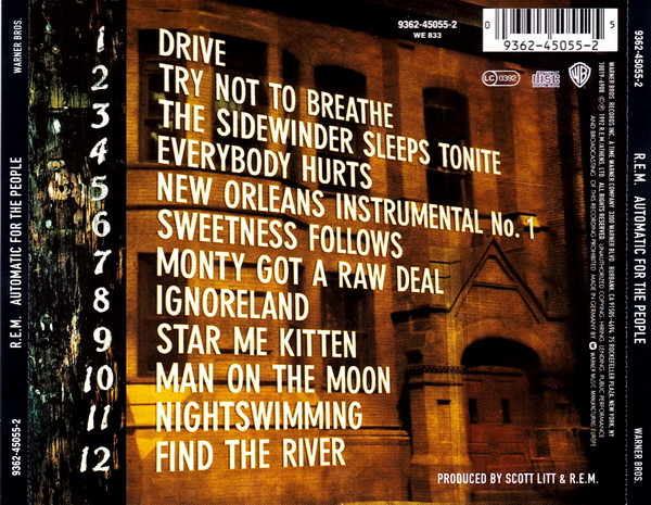 R.E.M. - Automatic For The People | Warner Bros. Records (9362-45055-2) - 2