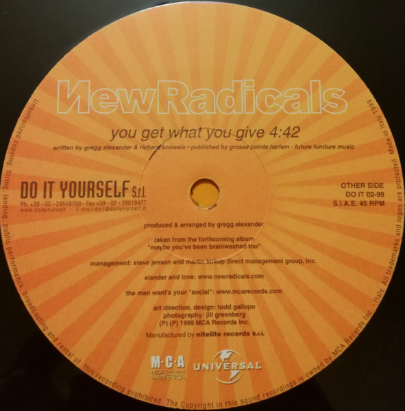 New Radicals - You Get What You Give | Do It Yourself Entertainment (DO IT 02-99) - 3