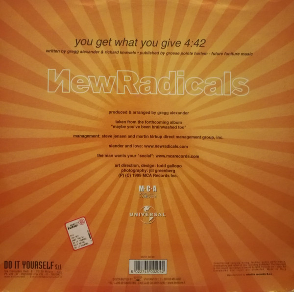 New Radicals - You Get What You Give | Do It Yourself Entertainment (DO IT 02-99) - 2