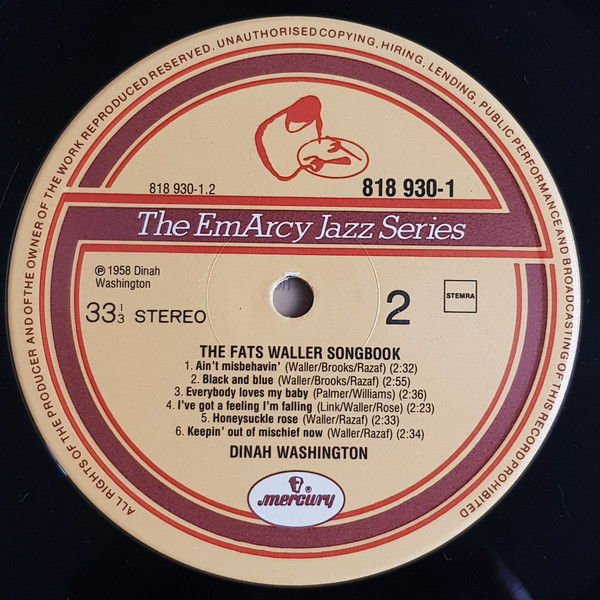 Dinah Washington - The Fats Waller Songbook | Mercury (818 930-1) - 4 Dinah Washington - The Fats Waller Songbook | Mercury (818 930-1) - 4