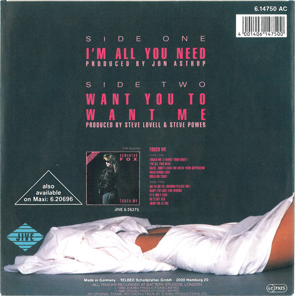 Samantha Fox - I'm All You Need | Jive (6.14750 AC)