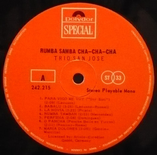 Trio San José - Rumba Samba Cha-Cha-Cha | Polydor (242.215) - 2
