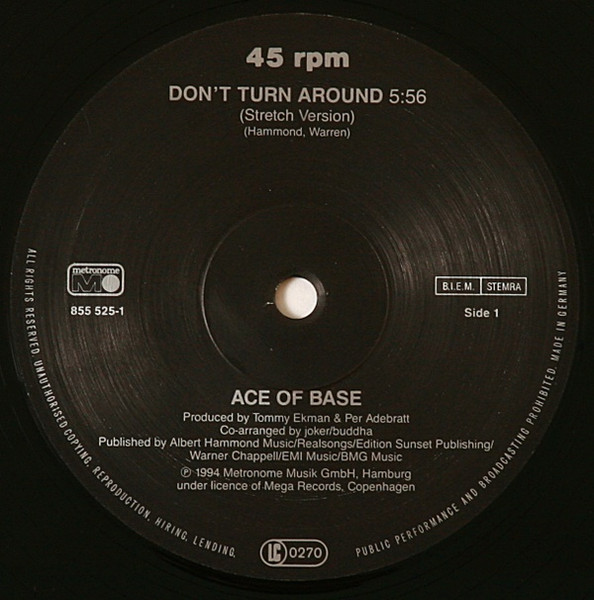 Ace Of Base - Don't Turn Around | Metronome (855 525-1) - 3