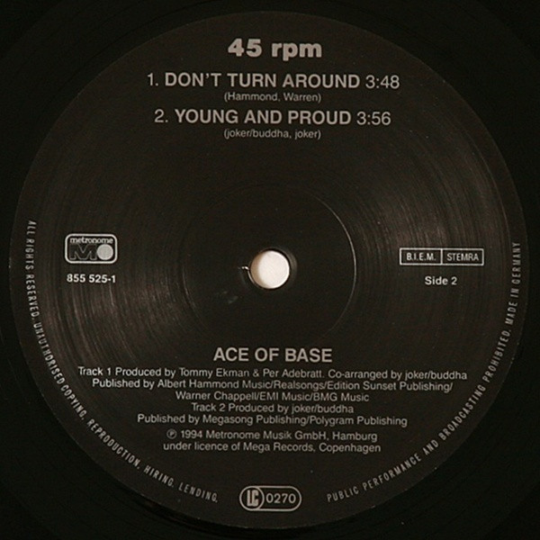 Ace Of Base - Don't Turn Around | Metronome (855 525-1) - 4