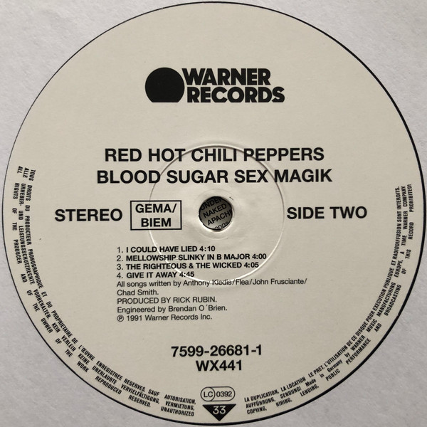 Red Hot Chili Peppers - Blood Sugar Sex Magik | Warner Records (7599-26681-1) - 3