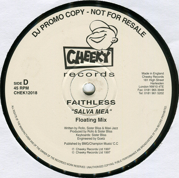 Faithless - Salva Mea | Cheeky Records (CHEK12018) - 4 Faithless - Salva Mea | Cheeky Records (CHEK12018) - 4